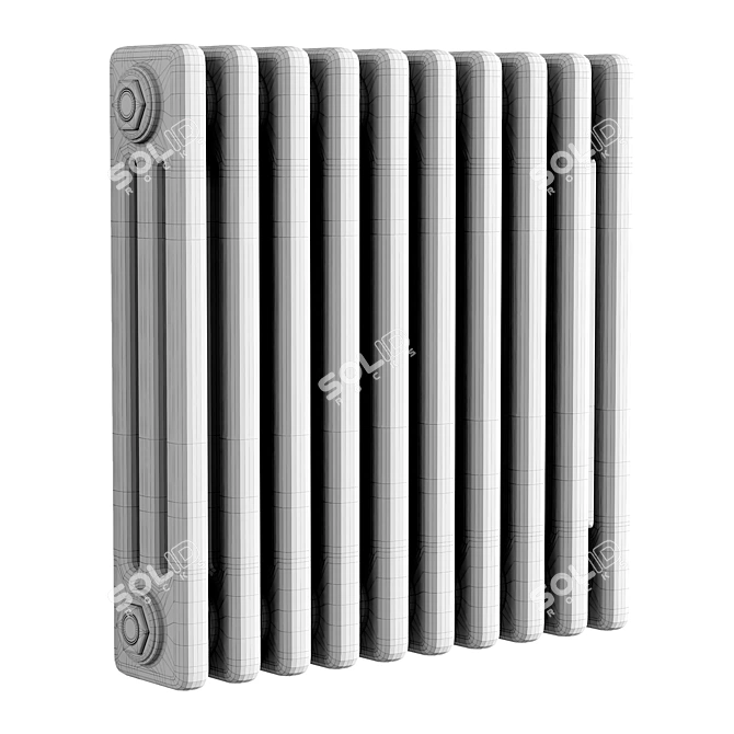 Anthracite 3 Column Horizontal Radiator 3D model image 4