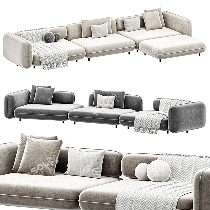 Sleek Modular Sofa Set, 2015 3D model image 2