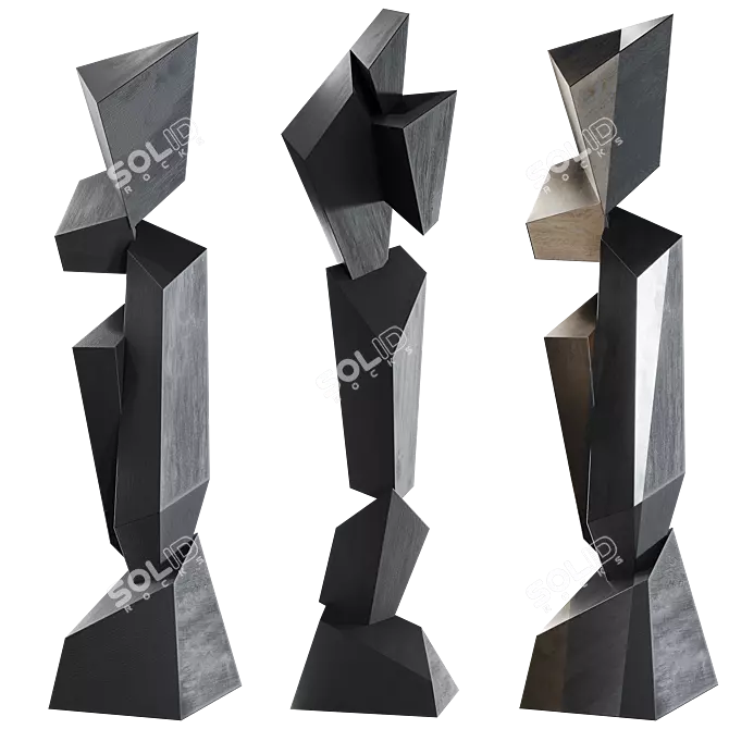 Modern Abstract Sculpture Set 3D model image 1