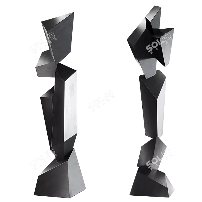 Modern Abstract Sculpture Set 3D model image 2