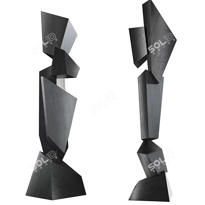 Modern Abstract Sculpture Set 3D model image 5