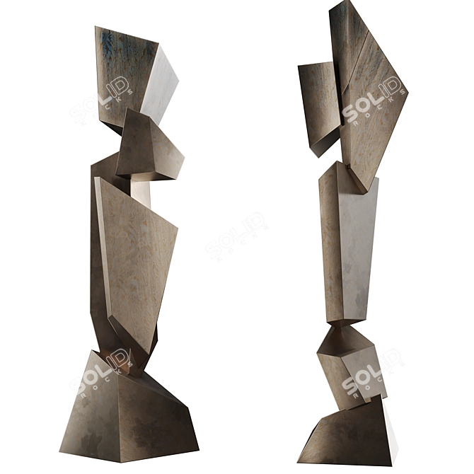 Modern Abstract Sculpture Set 3D model image 6