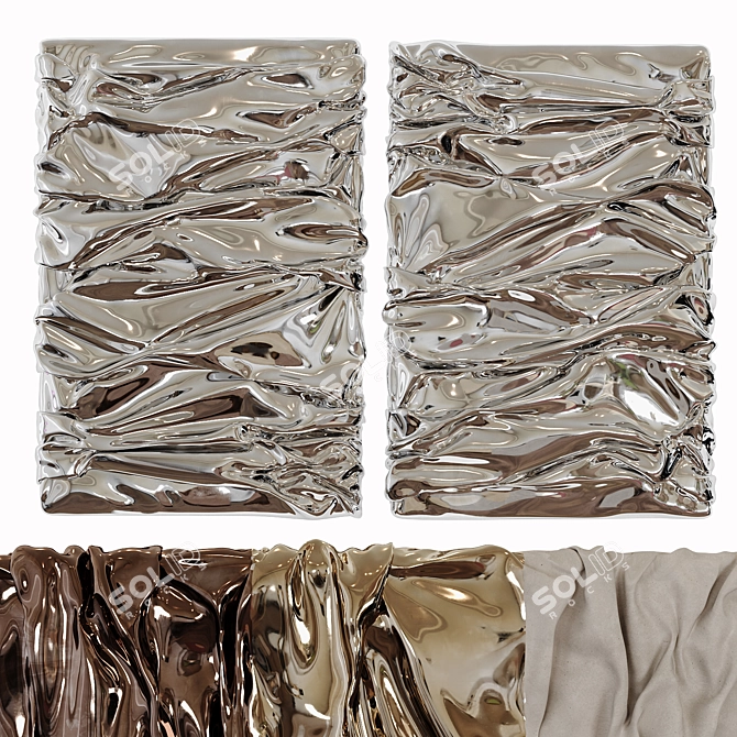 Metallic & Gypsum Wall Sculptures 3D model image 1