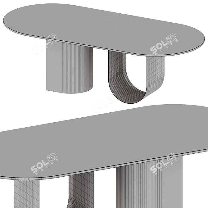 Modern Ceramic Top Metal Table 3D model image 4