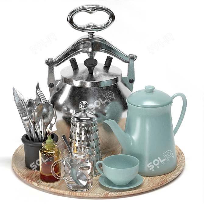 Modern Kitchen Tableware Set 01 3D model image 1