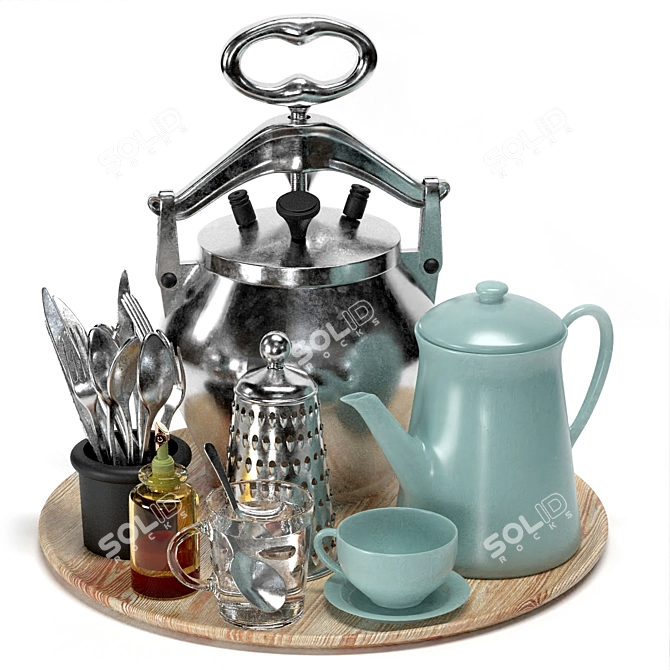 Modern Kitchen Tableware Set 01 3D model image 3