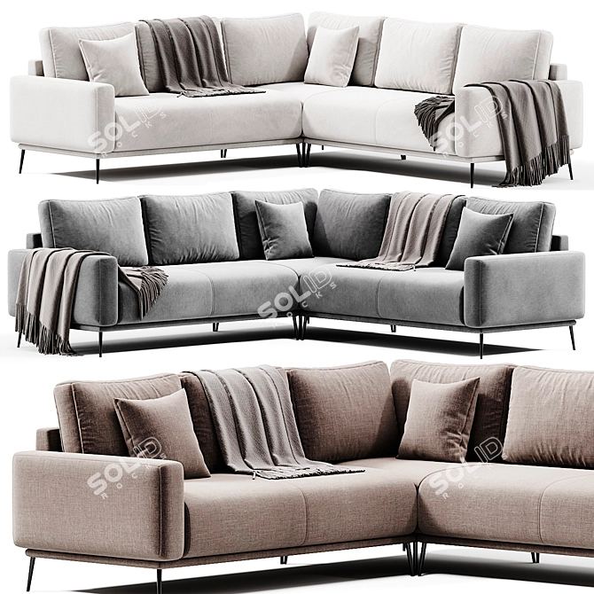 Modern Relaxing 5-Seater Corner Sofa 3D model image 1