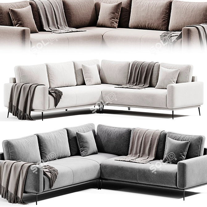 Modern Relaxing 5-Seater Corner Sofa 3D model image 2