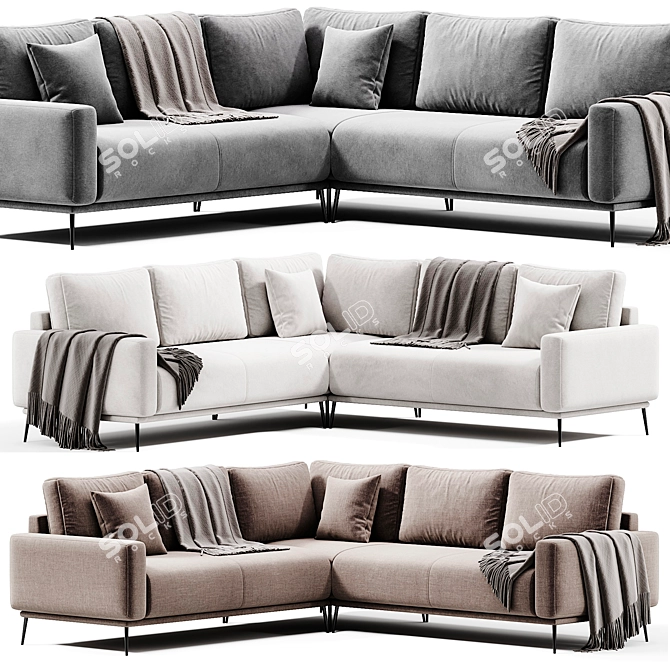 Modern Relaxing 5-Seater Corner Sofa 3D model image 3
