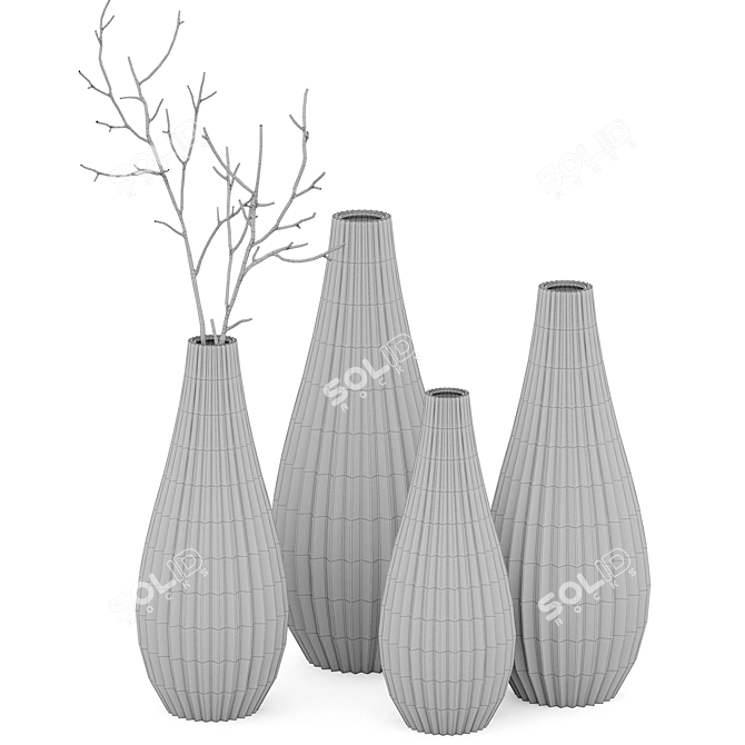 Textured Wavy Ceramic Vase 3D model image 4