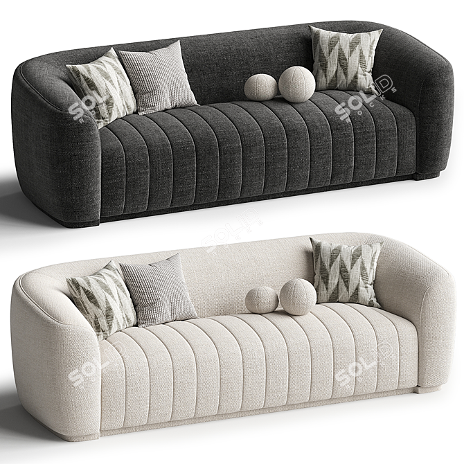 Elegant White Boucle Sofa Model 3D model image 2