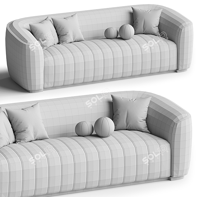 Elegant White Boucle Sofa Model 3D model image 3