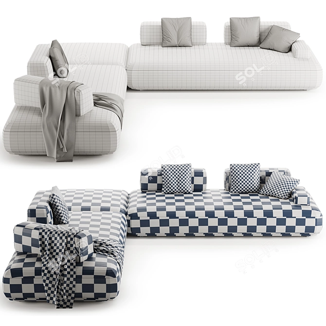 Modern Yoko Sofa in Black 3D model image 4