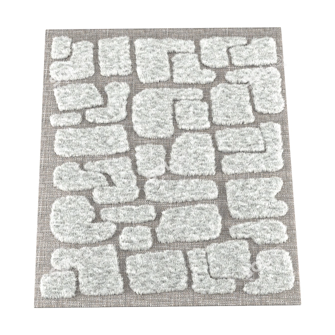 Hand-Knitted Wool Blend Teocali Rug 3D model image 1