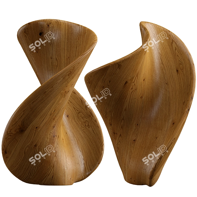 Wood & Metal Sculpture: 3D Model 3D model image 3