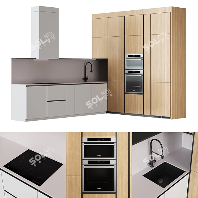 Customizable Modern Kitchen Design 3D model image 1