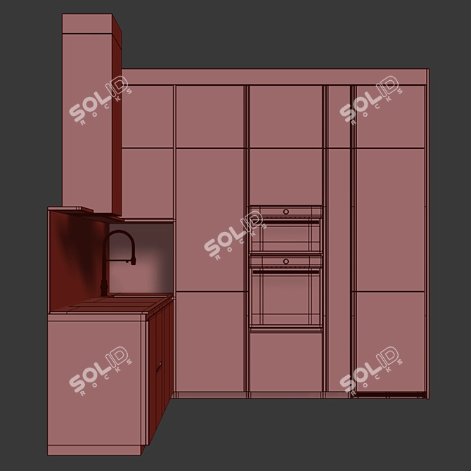 Customizable Modern Kitchen Design 3D model image 7