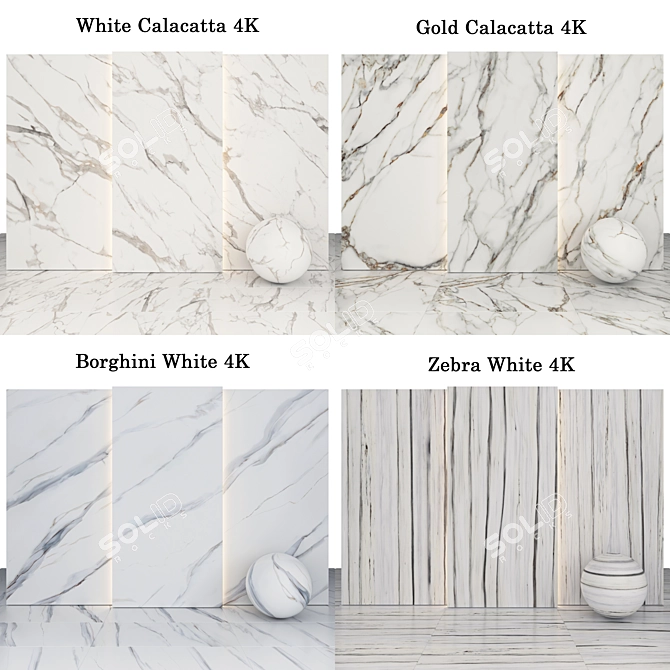 Glossy Marble Texture Collection 3D model image 2