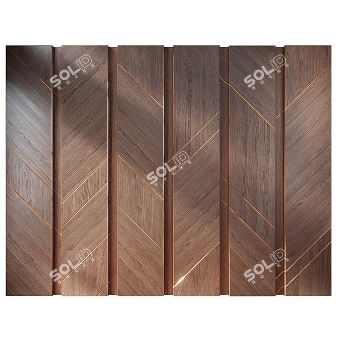 Modern Wood Wall Panel Set 3D model image 1