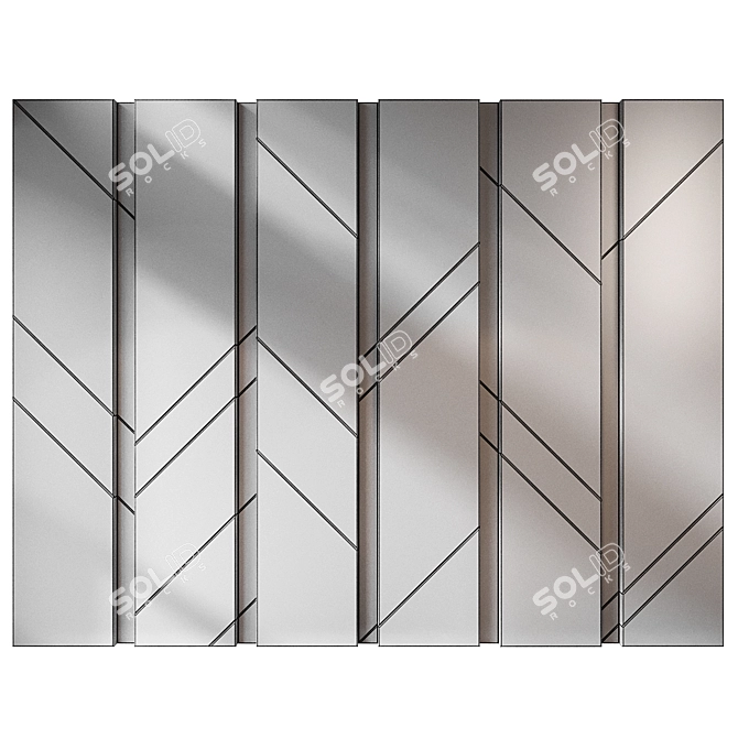 Modern Wood Wall Panel Set 3D model image 2