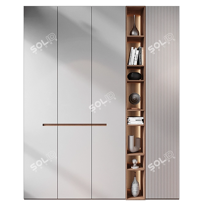 Luxury Wood Bookshelf GHS-2405 3D model image 1