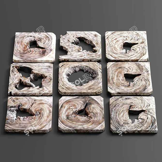 Handmade Whitewashed Wood Wall Art 3D model image 3