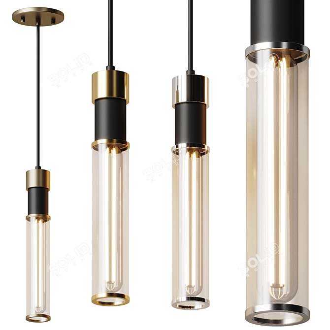 Sleek Mini Pendant Light Fixture 3D model image 1