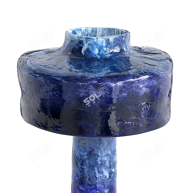 Handmade Blue Ceramic Table Lamp 3D model image 3