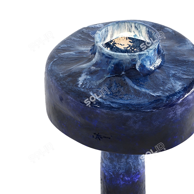 Handmade Blue Ceramic Table Lamp 3D model image 4