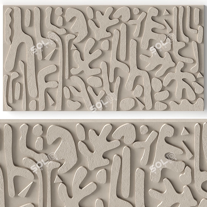 Stone Relief Art Wall Decor 3D model image 2