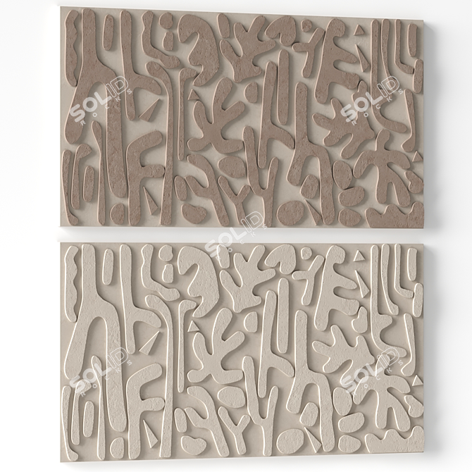 Stone Relief Art Wall Decor 3D model image 3