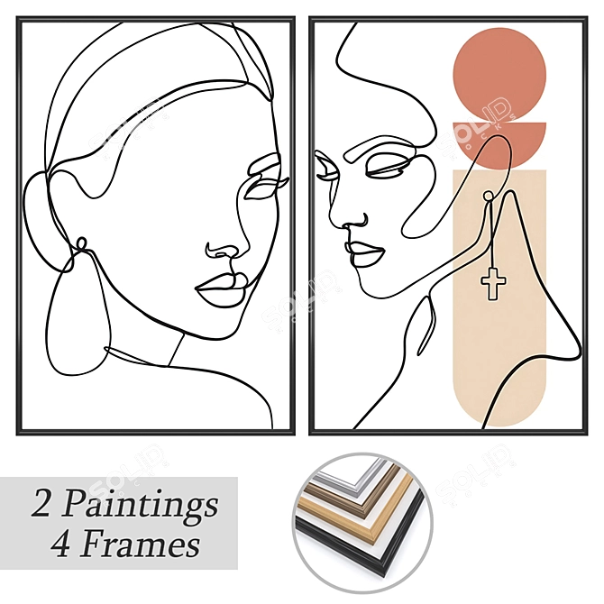 Picture Set with Varied Frames 3D model image 1