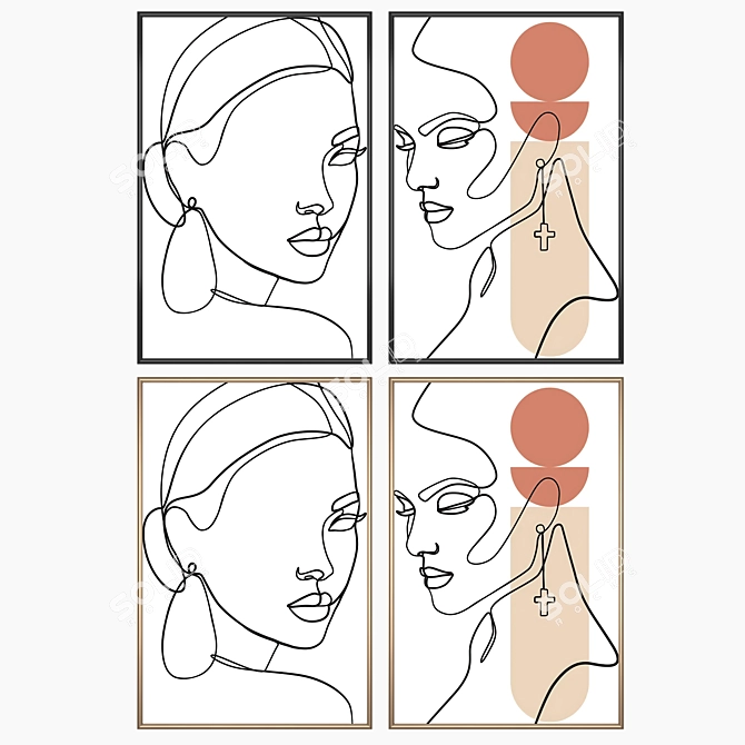 Picture Set with Varied Frames 3D model image 2