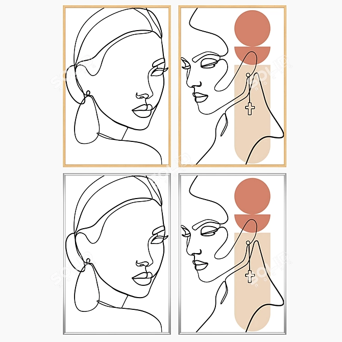 Picture Set with Varied Frames 3D model image 3