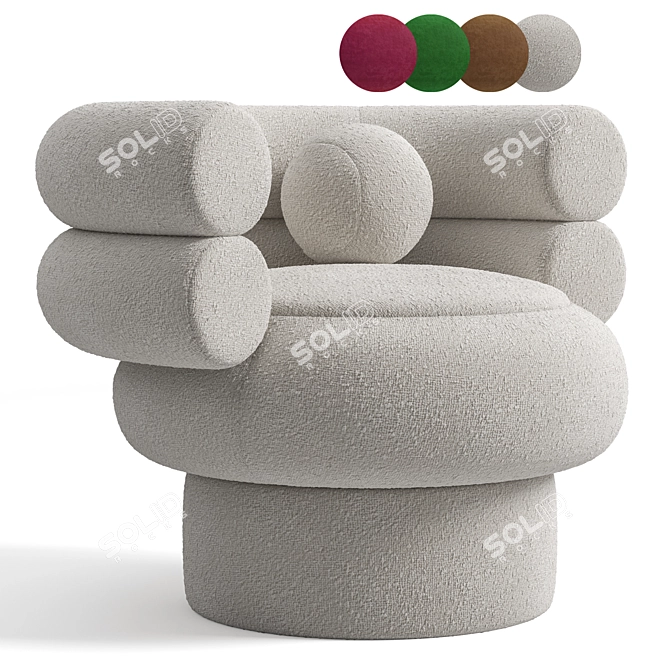 Luxury Italian Boucle Armchair 3D model image 1