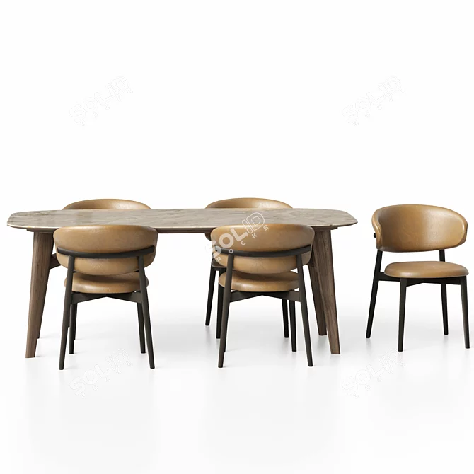 Customizable Chair and Table Set 3D model image 3