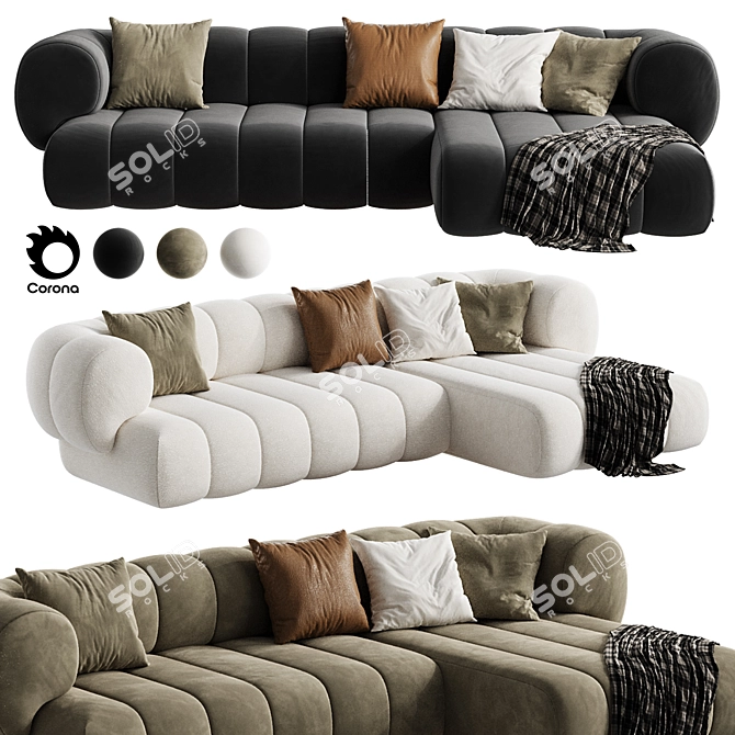 Elegant Winfield Chaise Lounge Bed 3D model image 1