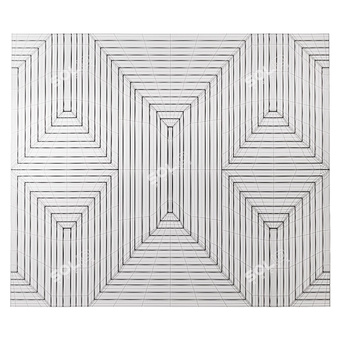 Silk White Geometric Rug 3D model image 5