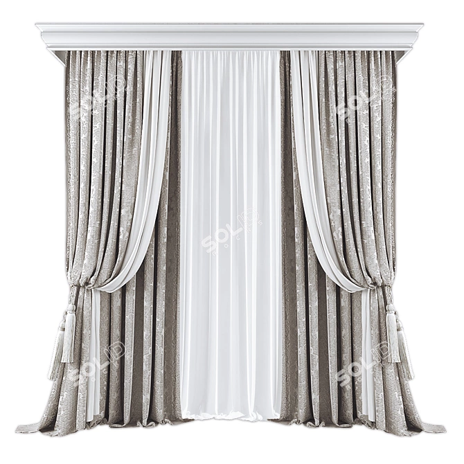  Streamlined Window Curtains Kit 3D model image 1