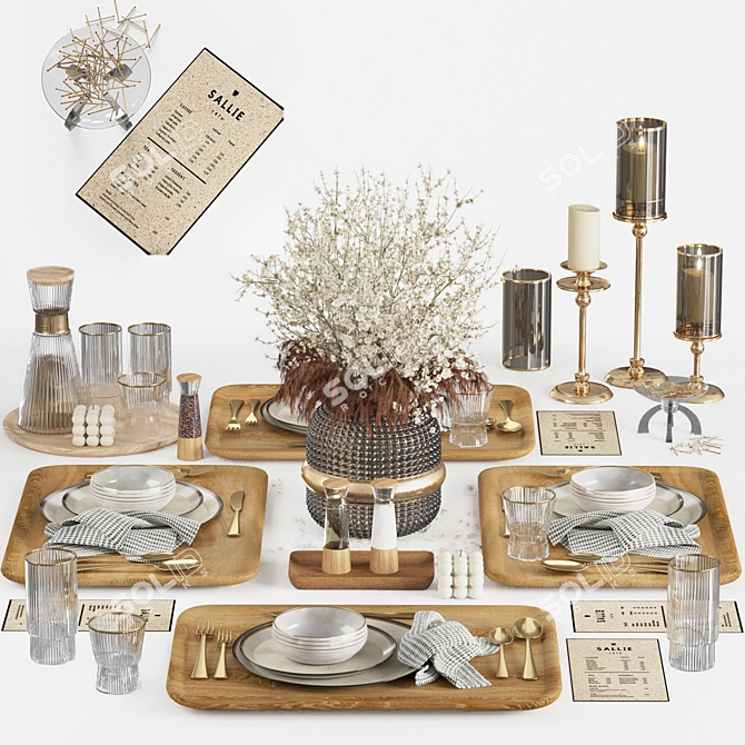 Modern Tableware Set in 3D 3D model image 1