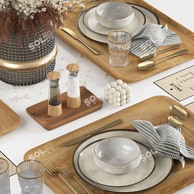 Modern Tableware Set in 3D 3D model image 4