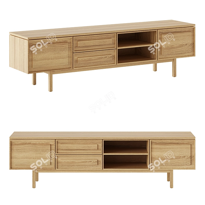 Yorke Timber TV Unit  Dual Material Design 3D model image 2