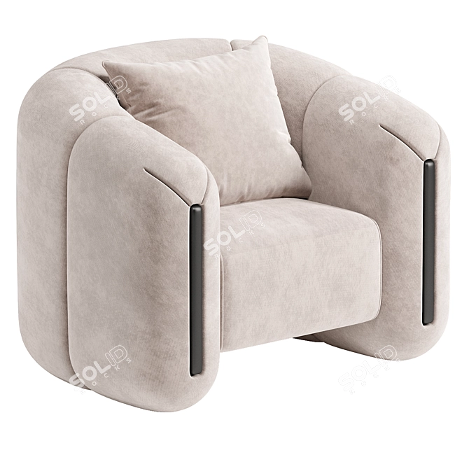 Luxurious Velvet Armchair 2014 3D model image 3