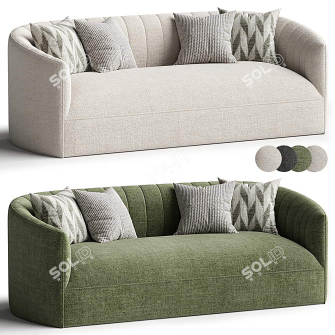 Luxurious Kent Green Velvet Sofa 3D model image 2