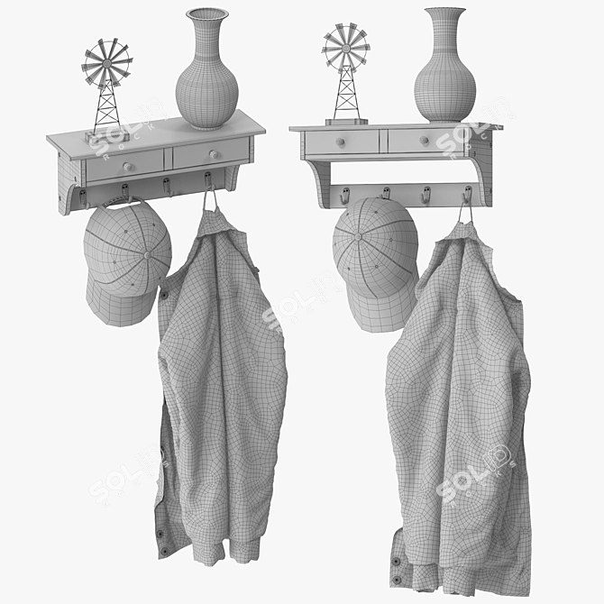 Modern Coat Rack Wall Mount 3D model image 5