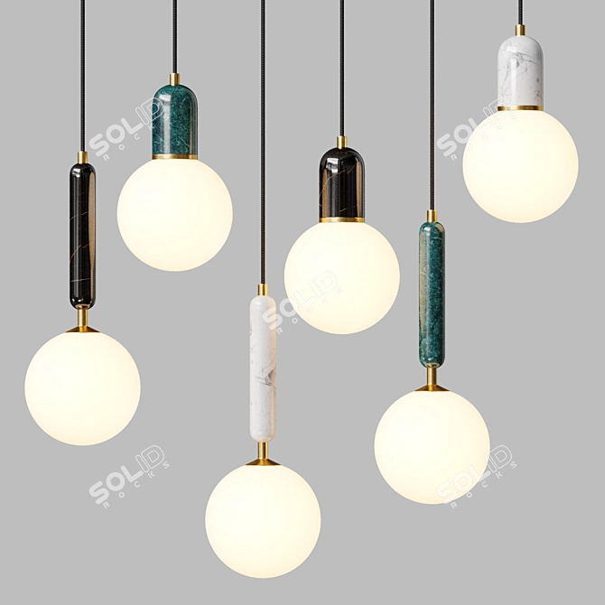 Elegant orb pendant light duo 3D model image 1