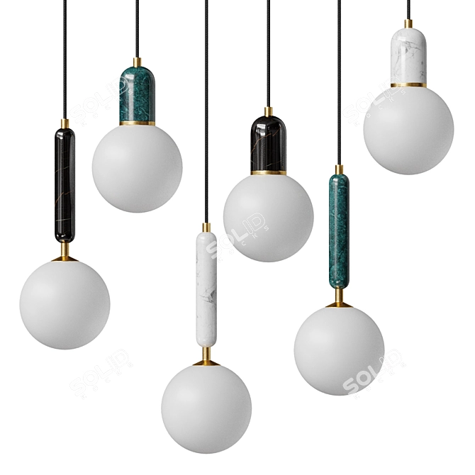 Elegant orb pendant light duo 3D model image 2