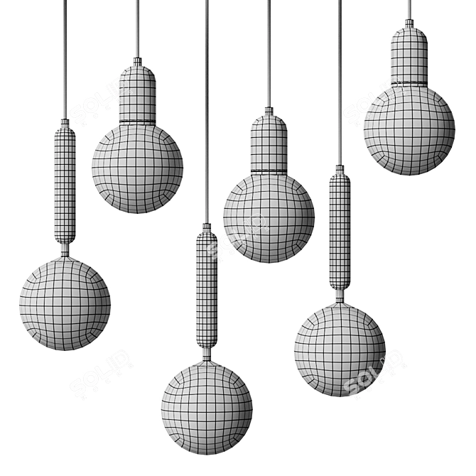 Elegant orb pendant light duo 3D model image 3