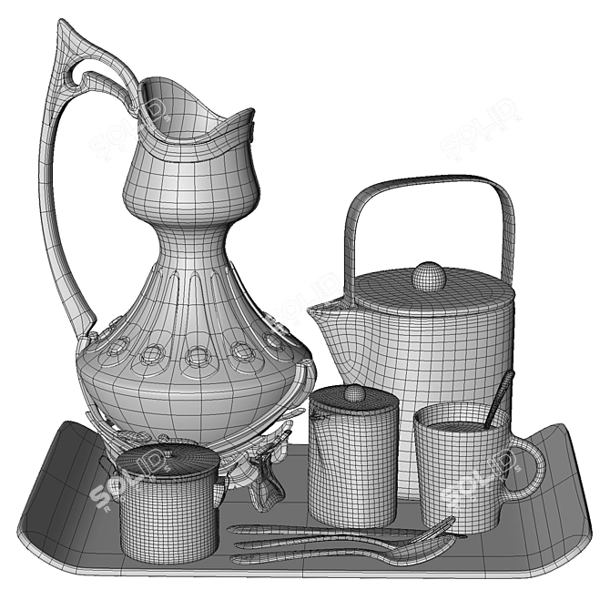 Modern Rustic Dinnerware Set 3D model image 3