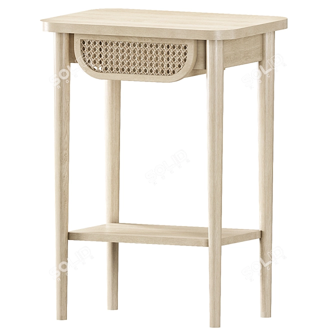 Rattan Bedside Table, Buisseau 3D model image 1